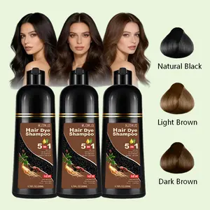 MJDMJD 200ml 5-in-1 Herbal Hair Dye Shampoo Collection,  5 Shades (Natural Black, Blonde Brown, Light Brown, Dark Chocolate) ,Natural Herbal Formula, Gentle, Mild, Nourishing & Moisturizing, Covers Gray Hair in 10 Minutes, Shiny & Long-Lasting Color