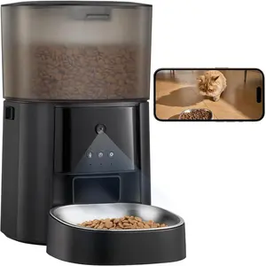 Automatic Cat Feeder with 1080P Camera & Voice Interaction, WiFi/App Control, 4L Dry Food Dispenser for Cats & Dogs, Dual Power Supply, Customizable Feeding Schedule, Moisture Protection