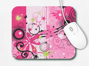 Frutiger Metro Hot Pink and Green Mouse Pad, 9"x8" Computer Aesthetic, Bright Pink Vectorbloom Y2K Desk Mat, Girly Gift, Desk Accessory for Nostalgia