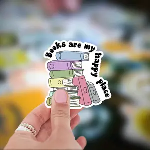 Books are my Happy Place Sticker - Handmade, Water Resistant, 3 Inch Design