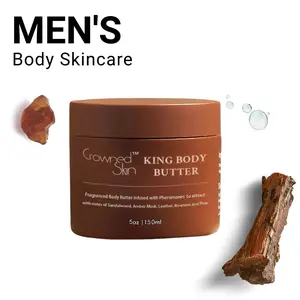 Skin King Cologned Body Butter for Men | Warm & Sensual | New Moisturizing Formula Scented with Sandalwood & Leather | Infused with Organic Shea & Mango Butters | All-Day Fragrance | 4.4oz