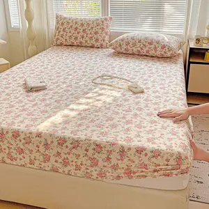 Vintage Floral Polyester Bed Sheet Pillowcase Set, Full Coverage Design, Easy Care, Perfect for Bedroom Decor, Dorm Room, Holiday Gifts