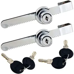 Sliding Glass Door Ratchet Lock with Chrome Finish, Keyed Alike for Showcase Display - 2 Pack