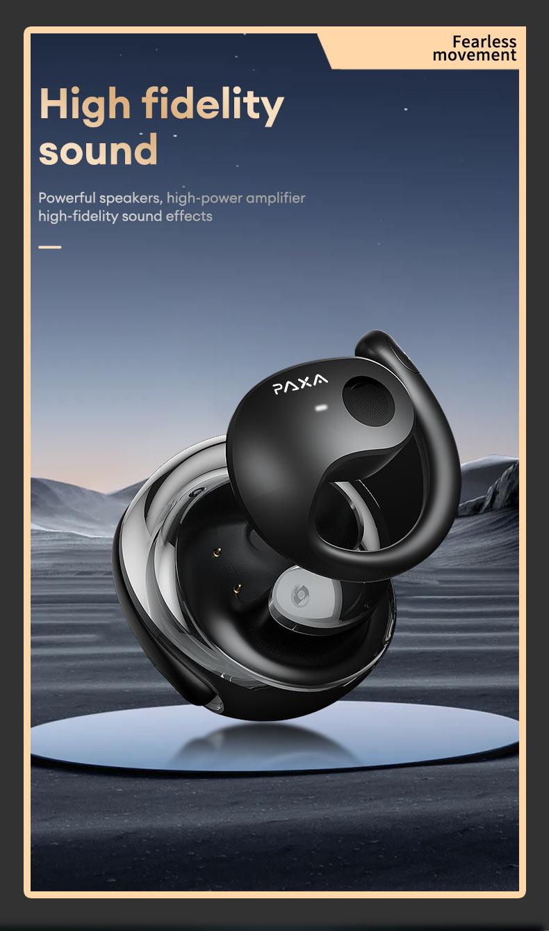 PAXA T26 Pro Wireless Earbuds,OWS Wireless Bluetooth Earbuds Luxurious Sound for Music & Phone Calls, Sport Headsets With Call Noise Canceling Mic