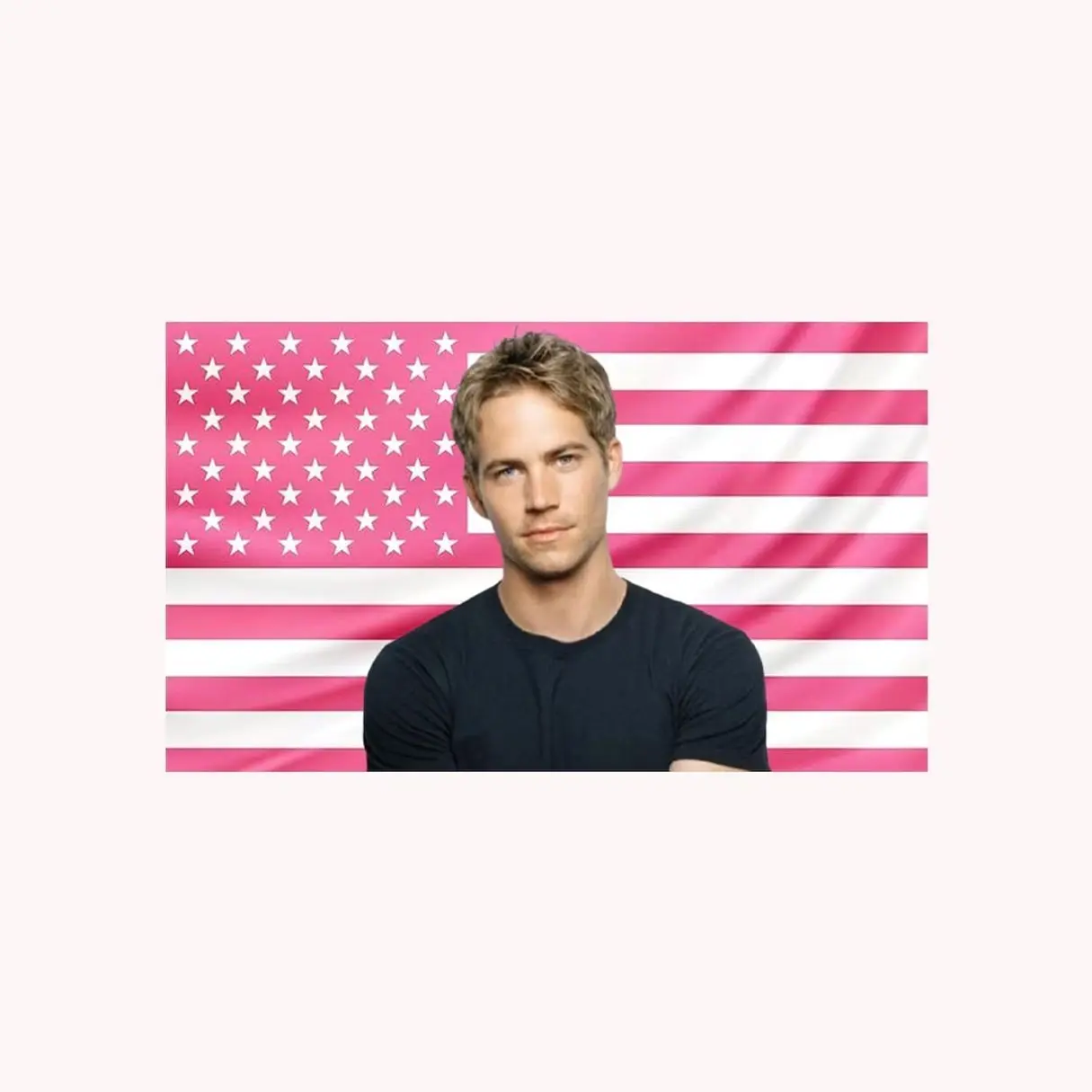 Young Paul Walker Pink American Flag Tapestry – Fast & Furious Wall Art | Celebrity Fan Room Decor | Aesthetic Pink Flag Lightweight Indoor Wall Art