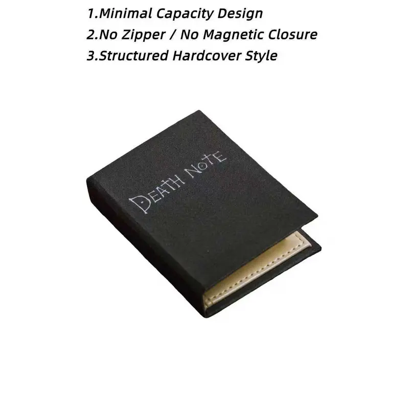 Women's Basic Preppy OL Death Note Replica Anti-Theft RFID Wallet - Hardcover Book Cover Style, Light Carry, Flap, 4 Card Holder Slots, 1 Coin Pocket, Cash/Receipt Compartment, All Over Print, Unique Gift for Book Lovers
