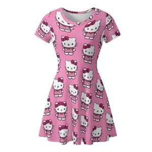 Sanrio Hello Kitty Sundress - Soft Pink Casual Womenswear Dress with Adorable Hello Kitty Print for Everyday Wear
