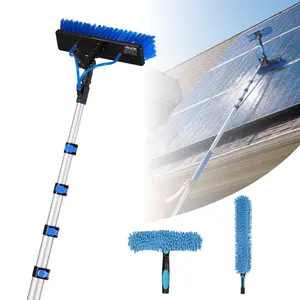 VEVOR Solar Panel Cleaning Kit, 24 ft, Water Fed Pole Kit with Cleaning Brush, Soap Dispenser, Extendable Aluminum Telescopic Pole, 180 °   Rotatable Brush Head, for Roof Mounted Solar Panels, Windows