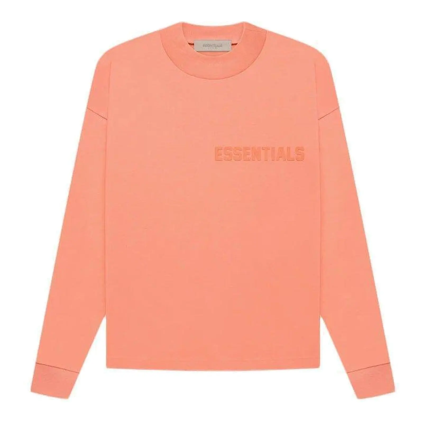 Men's Fear of God Essentials Authentic Crew Neck Longsleeve T-Shirt - Coral, Unisex Sizing Plain Casual Top, Streetwear Menswear Multi-Size, Brand New & Original, 100% Authenticity Guaranteed