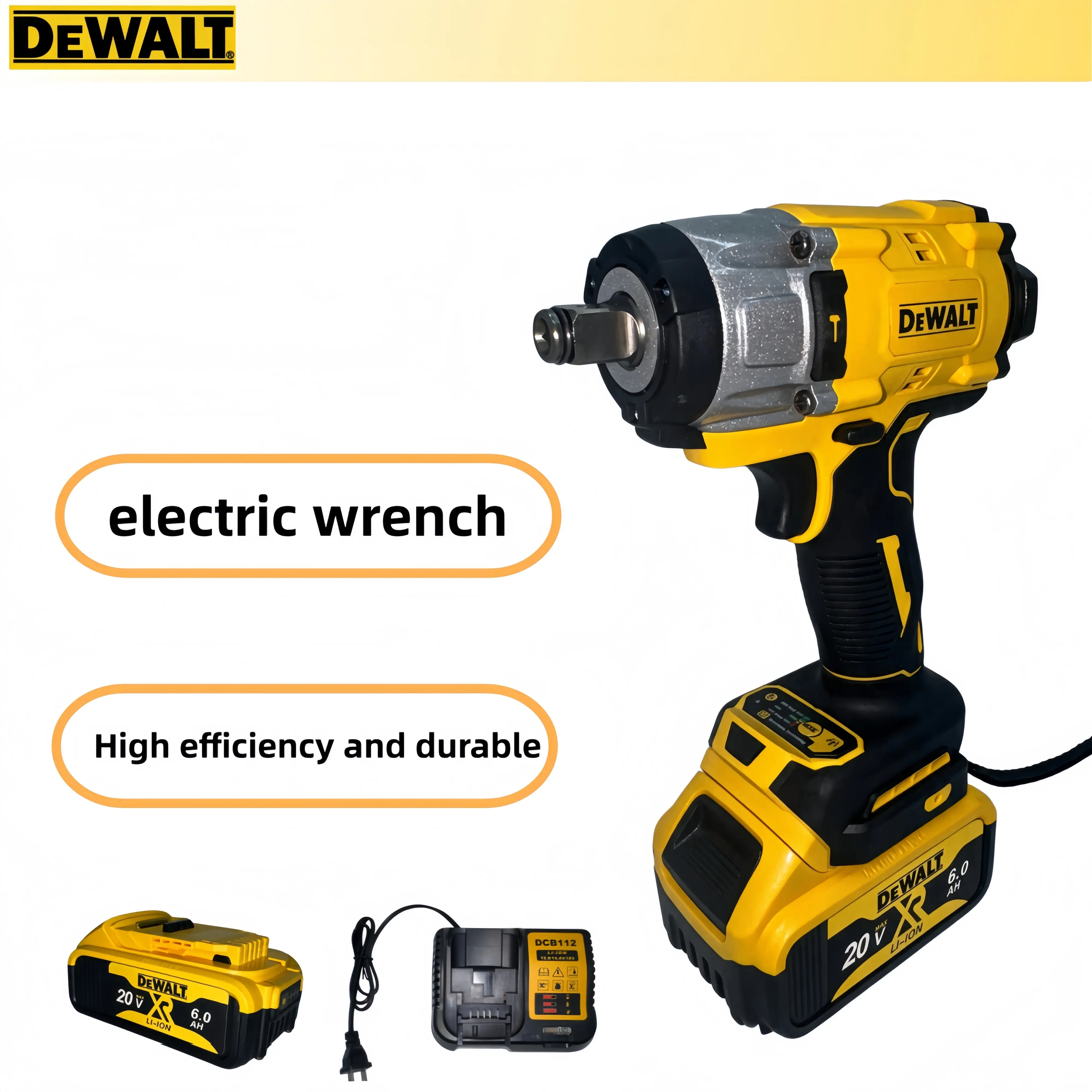 DEWALT 1/2" Cordless Impact Wrench, 600 Nm High Torque Power Tool with 3200 IPM & Long Battery Life for Automotive Repair, Tire Changes, Construction