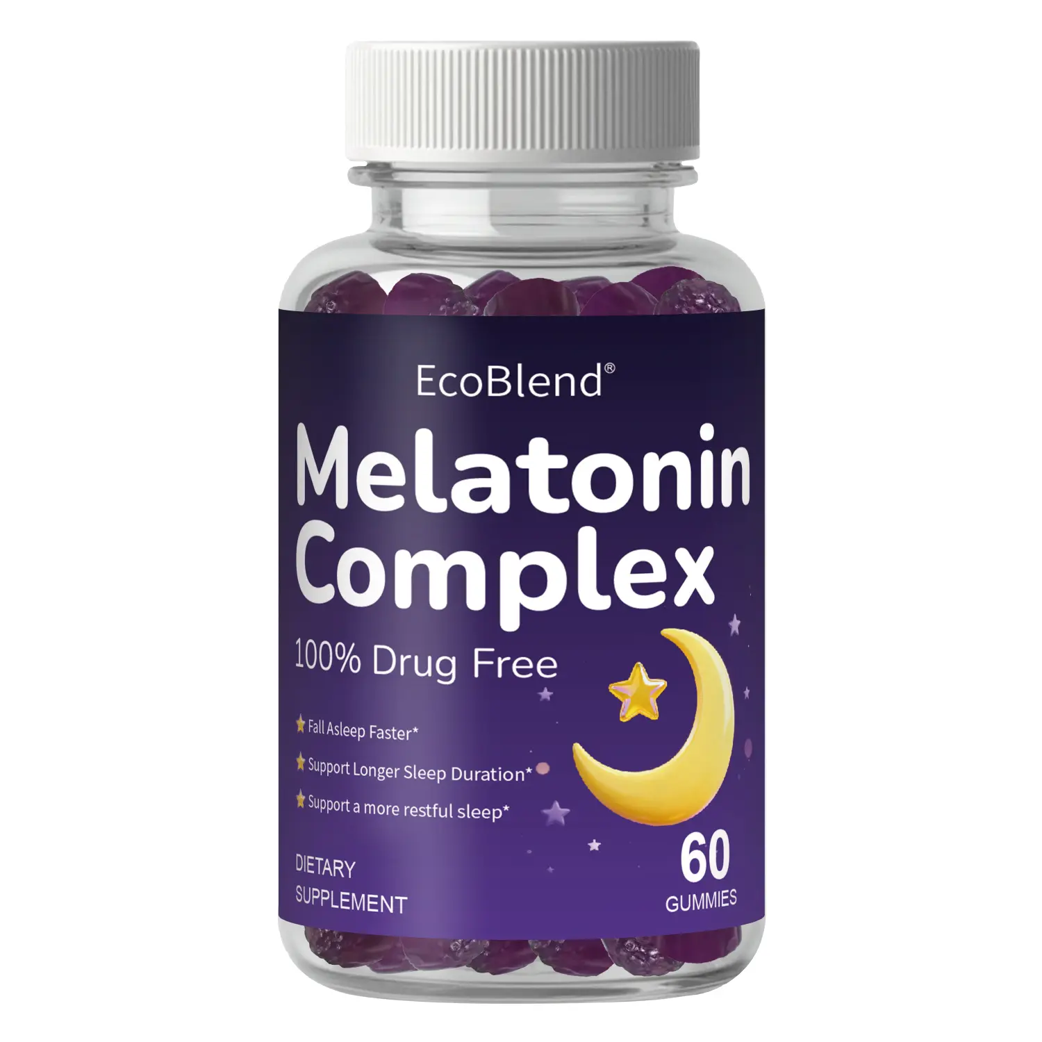 Natural EcoBlend Sleep Gummy Supplement - 10mg Melatonin, Tart Cherry, Vitamin D - Healthy, Drug-Free Naturals Sleep Supplements for Muscle Soreness Relief - 60 Raspberry-Flavored, 30-60 Day Supply, Healthy Sleep Supplements