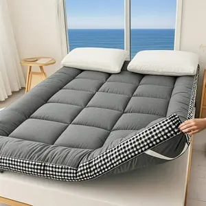 Thick Quilted Mattress Topper - Soft, Warm, Breathable Fiber Filling - Non-Waterproof, Woven Fabric Mattress Topper - Available In All SeasonsIdeal For Bedroom, Guest Room, Dorm - 6-8cm Thickness
