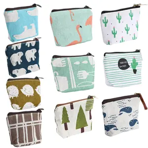 [Cute Canvas Holders] 10pcs Canvas Card Holders and Coin Purses | Convenient Zipper Closure with Cute Patterns, Ideal for Holding Bus Cards, Credit Cards, and Coins; Easy to Carry