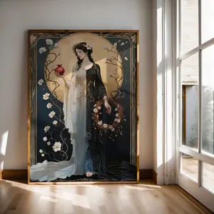 Persephone Art Nouveau Poster: Greek Goddess Mythology Print