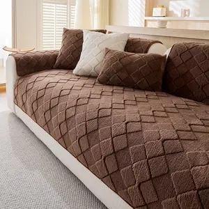 1PC Pet-Friendly Sofa Cushion Cover, Plush Fabric, Durable Dustproof Protector, Modern Style Home Decor, Quilted Sofa Cover