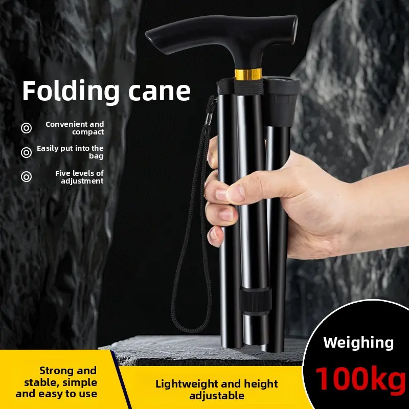 Travel Retractable Cane Ultra Light Retractable Folding Elderly Cane Outdoor Hiking Hiking