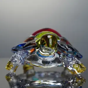 [Hand-Painted Crystal Turtle] Hand-Painted Crystal Glass Colored Turtle Ornament - European Style - Suitable for Living Room, Bedroom, Entrance, Office