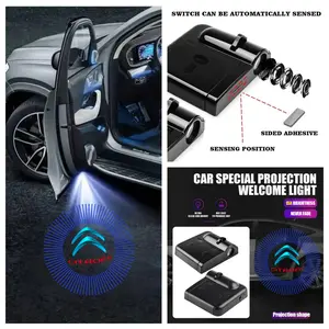 4-Pack Citroën Logo LED Car Door Welcome Lights, Fit Citroën C4 & C5 Aircross Models, Peel-and-Stick & No-Drill Non-Destructive Installation