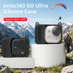 for Insta360 GO Ultra Silicone Protective Case, Black, Travel Gadgets, Perfect for Holiday Travel, Wedding, Festival Party, Outdoor Sport, Screen and Lens Protector, Convenient Installation, Free Lens Cap Anti-Lost Lanyard & Wrist Strap