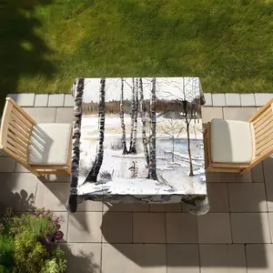 360 Stand 58x58 in Mildew-Proof Water-Resistant Rustic Nature Theme Winter Trees Tablecloth, C1TC58588BSA0, for Indoor & Outdoor Home Kitchen Linens Decor