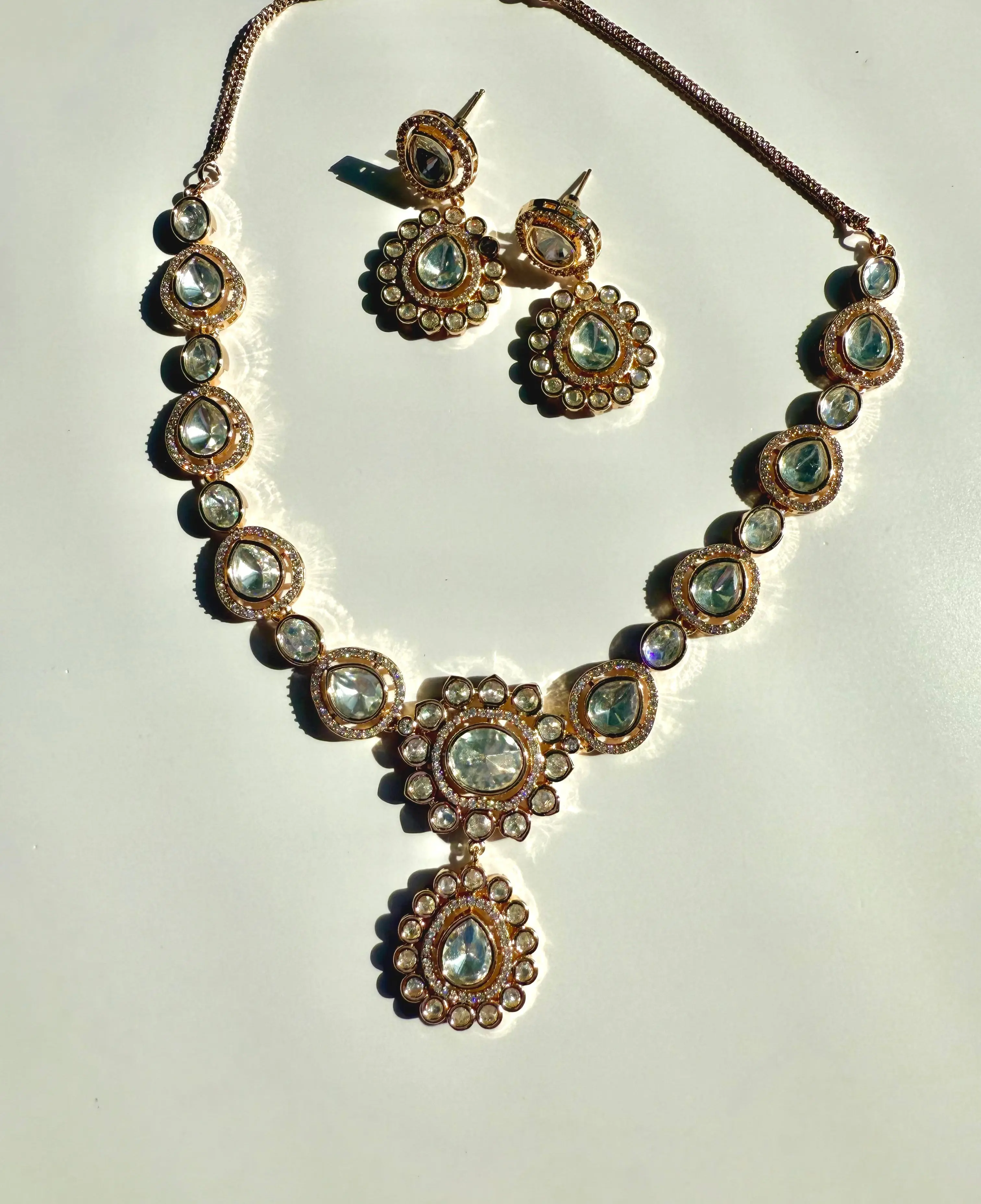 RIA 22k Gold Plated Moissanite Necklace Set