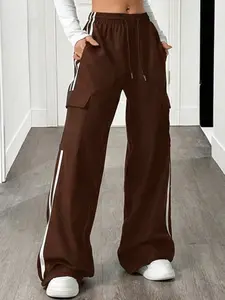 Women’s Brown Wide-Leg Cargo Pants, Y2K Aesthetic Casual Trousers with Multiple Pockets, Trendy Street Style Bottoms for Girls, Going Out and Casual Outings, Casual Loose Pants