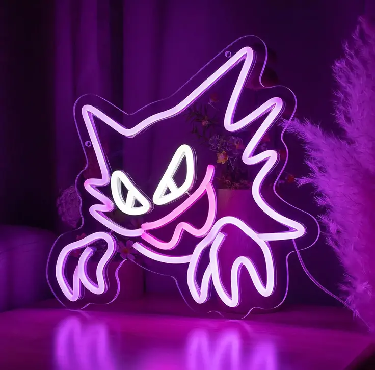 Haunter Neon Light Sign, Ghost Type, Anime, Gengar, Gastly, Home Decor, Neon Sign, Home Accents, Game Room, Bedroom Decor, Room Decor, Decorations, Gamer, Gaming