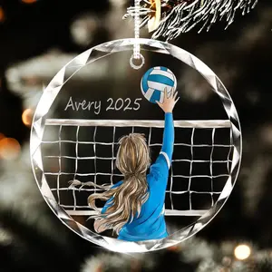 Personalized Volleyball Girl Ornament, Volleyball Player Gifts, Volleyball Lover Gift, Volleyball Xmas Glass Ornament, Volleyball Team Gifts