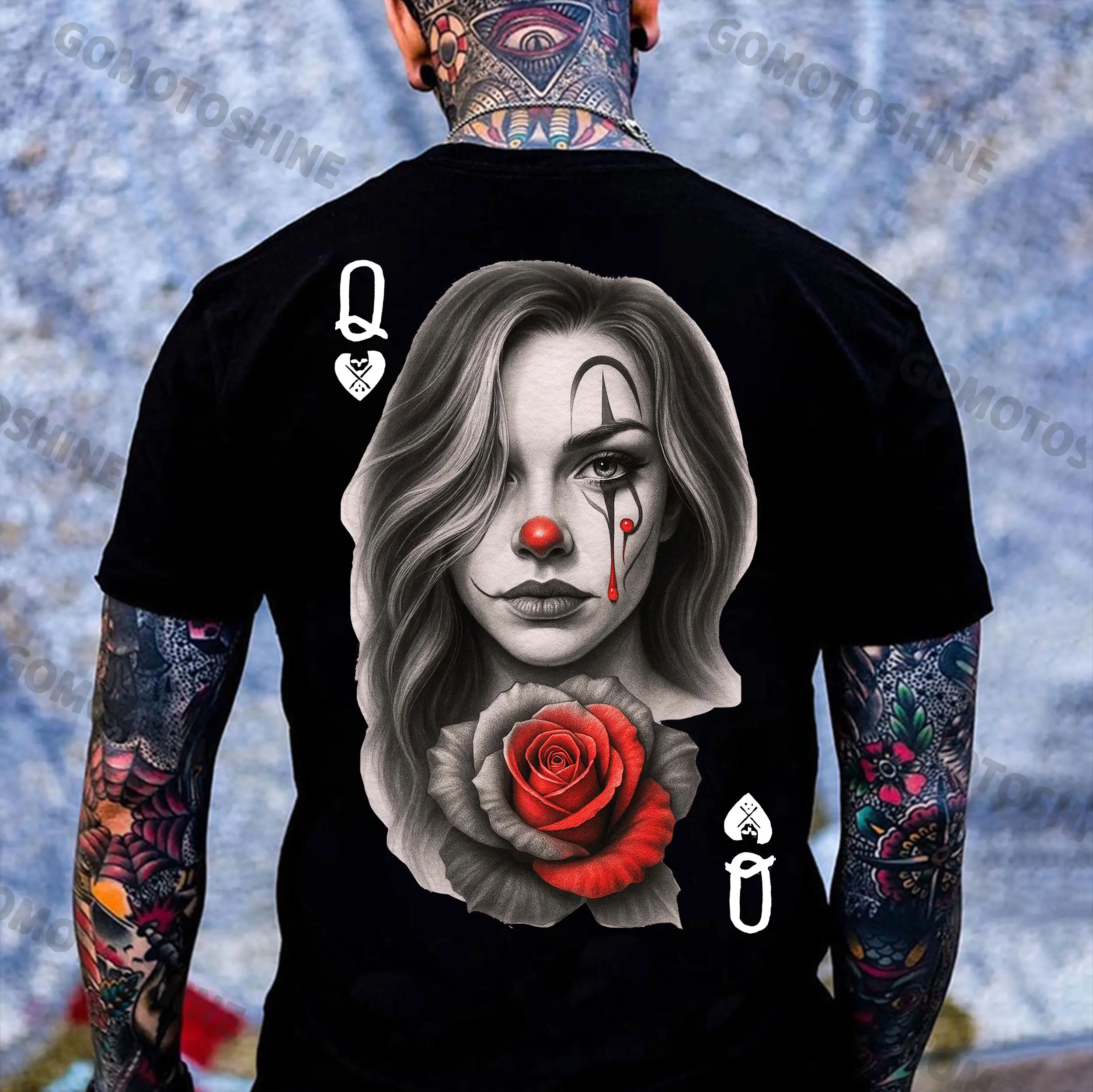 POKER Q Gloomy Joker Queen Print Men's T-Shirt