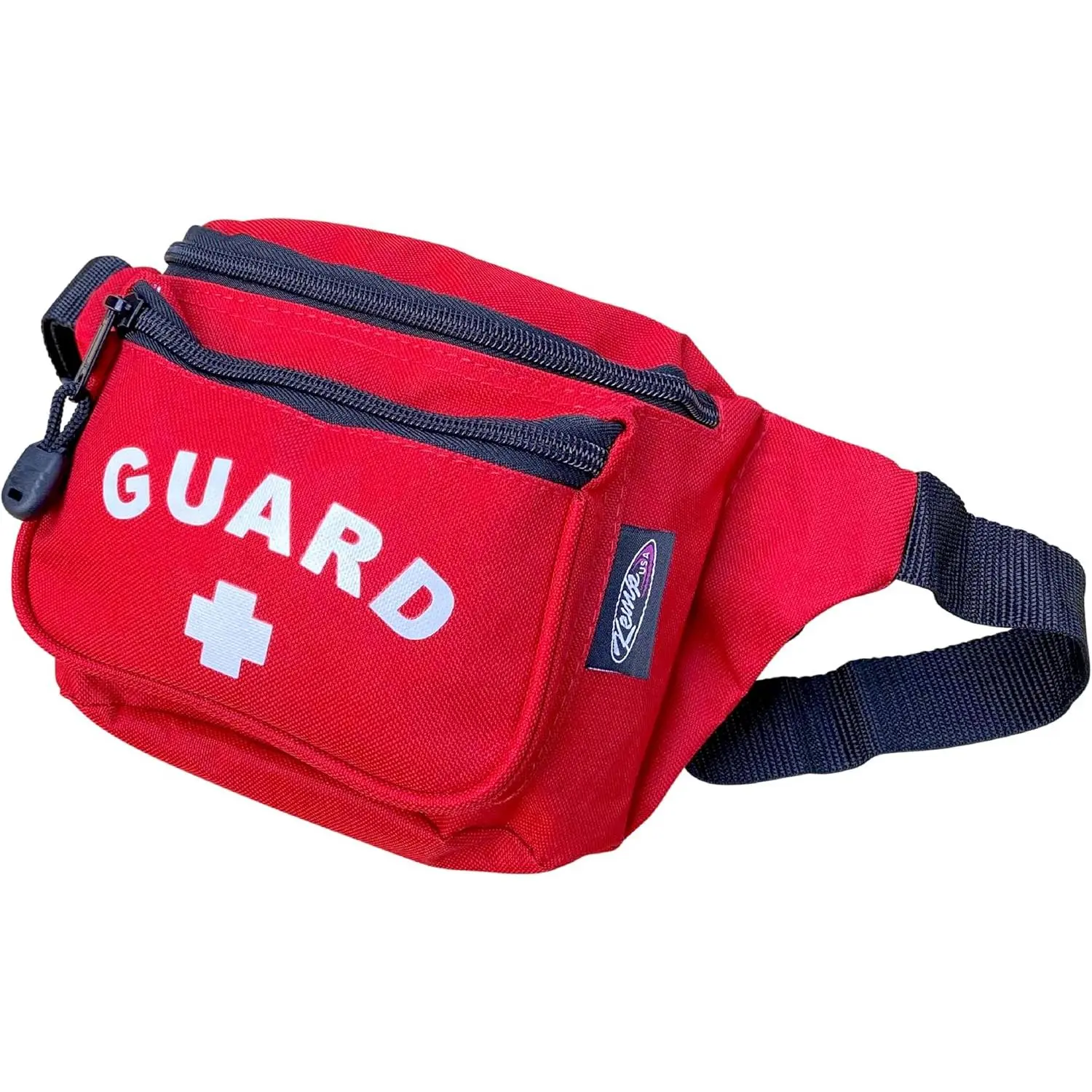 GUARD Logo Red Water-Resistant Moisture-Proof Fanny Pack Waist Hip Bag with Adjustable Strap, Tactical Medical Storage Pouch for EMS Personnel’s First Aid CPR Kit, All Seasons Beach Gear Organizer, Outdoors, Pool Supervision