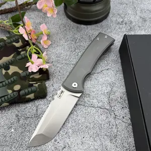 Convenient Folding Knife for Everyday Camping Survival Tool and Fishing D2 Blade, Titanium Handle, Outdoor Hiking Pocket Knife Holiday Gifts Camping Tools