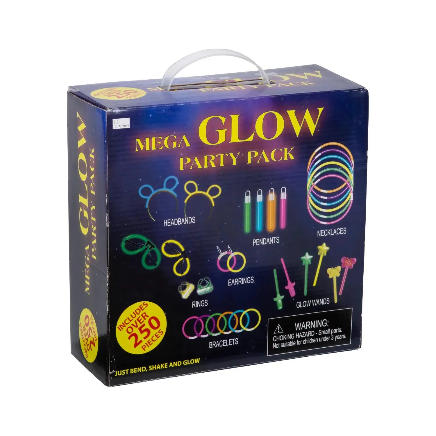 Bulk 250 Pc. Plastic Glow Sticks & Accessories Party Pack