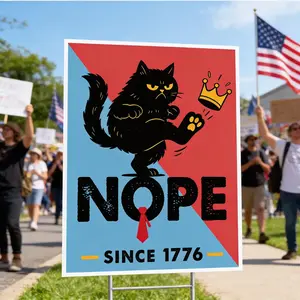 1776 Cat Kicking Crown Yard Sign with Stake – Funny Rebel Cat Outdoor Lawn Decor, Vintage Freedom Style Garden Sign