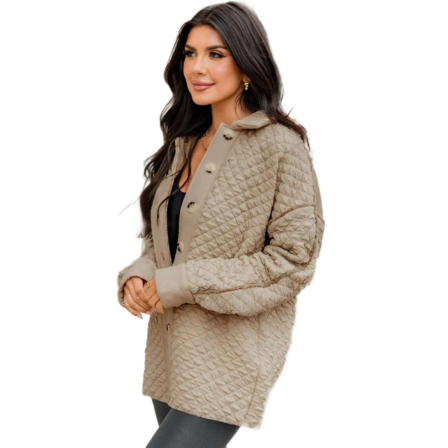 Women's Jet Stream Solid Color Quilted Puffer Buttoned Shacket