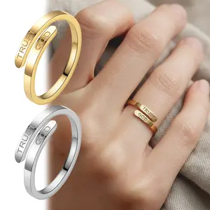 New TRUSGT GOD Inspirationa Engraved Stainless Steel Ring, Fashion Jewelry for Party, Daily Clothing Decor, Trendy All-match & Exquisite Jewelry for Birthday Gift, Weeding Promise Rings, Personalized Jewelry