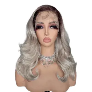 Sapphire 13x6 Synthetic Premium Fiber Wig - Silver Ombre Wavy Style Hairpiece for Stylish Look