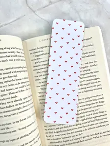 Tiny Hearts Laminated Bookmark for Book Lovers, Aesthetic, Bookish Merch, Double-Sided, Durable