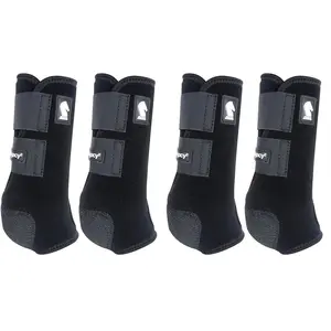 Classic Equine Legacy2 Front and Rear Horse Sport Boots 4-Pack - Perforated Neoprene - Multiple Sizes Black / Large