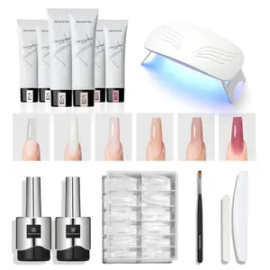 Tricolor FIsh  Nail Gel Kit, 6 Clear Pink White Colors Gel Builder for Nail Extension Set All in one Nail Thickening Solution Salon Home French Manicure