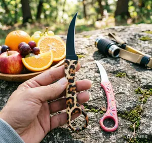 Leopard Print & Donut Pattern Fruit Knife for Women - Compact Kitchen Gadget & Outdoor Portable Knife for Travel, Daily Use, Perfect Gift Idea