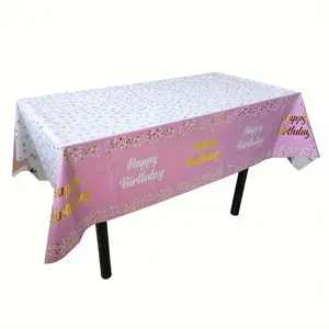 Halloween Christmas Disposable Tablecloth, Party Birthday Decoration, Plastic Printed Design, Easy Clean, Durable One-Use Decor