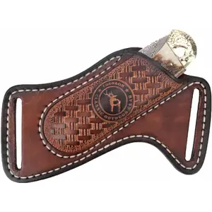 Leather Knife Sheath for Belt, 3mm Thick EDC Pocket Knife Holster Fits Buck 110, Compact Folding Knife Carrier Case for Men, Open Top Cross Draw - Brown
