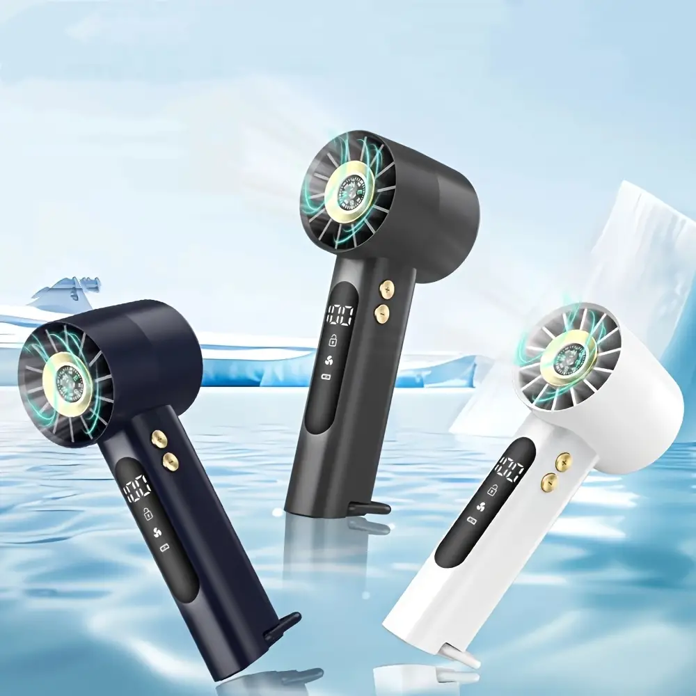 Portable Handheld Fan, 1pc USB Rechargeable Fan with Speed Adjustment Function, Mini Fan with Digital Display Screen, Multifunctional Fan, Suitable fo