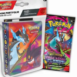 Pokémon Mini Portfolio Holds 60 Cards Includes 1 Portfolio & 1 Pokémon TCG Phantasmal Flames