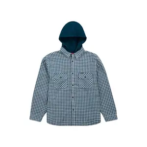 Supreme Houndstooth Flannel Hooded Shirt Light Navy (men) by StockX