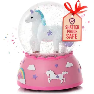 Shatterproof Unicorn Snow Globe for Girls - Handpainted with Musical Melody - Plastic Snow Globes for Kids - Unbreakable Snow Globe - Child Safe