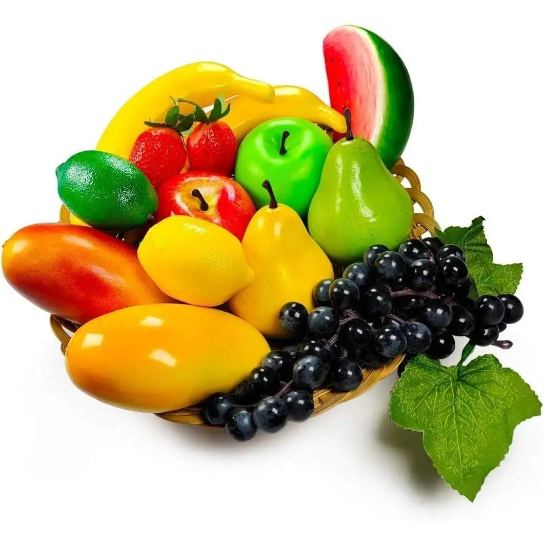 Artificial Fruits for Home Decoration, Fake Strawberry, Mango, Bananas, Party, Christmas, Model for Photoshoot, 14 PCs/Set