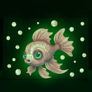1pc Pink bubble-blowing goldfish luminous decorative stickers that glow in the dark, self-adhesive vinyl detachable home beautification decorative stickers, glass decorations, and great items for festival and party decoration