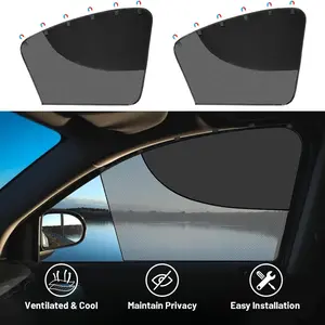 HOMEYA Car Driver Front / Back Window Sun Shade | Magnetic Window Curtain Protects from Harmful Sun Rays for Drivers | Side Window Screen Sunshade for Cars Prevents Sun Damage | Black (2 / 4 - Piece)
