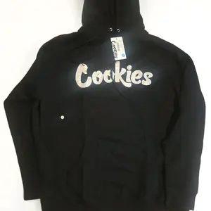 Cookies Original Pullover Hoodies - Black with White Logo, Hooded, Long Sleeve, Casual Style, Regular Fit